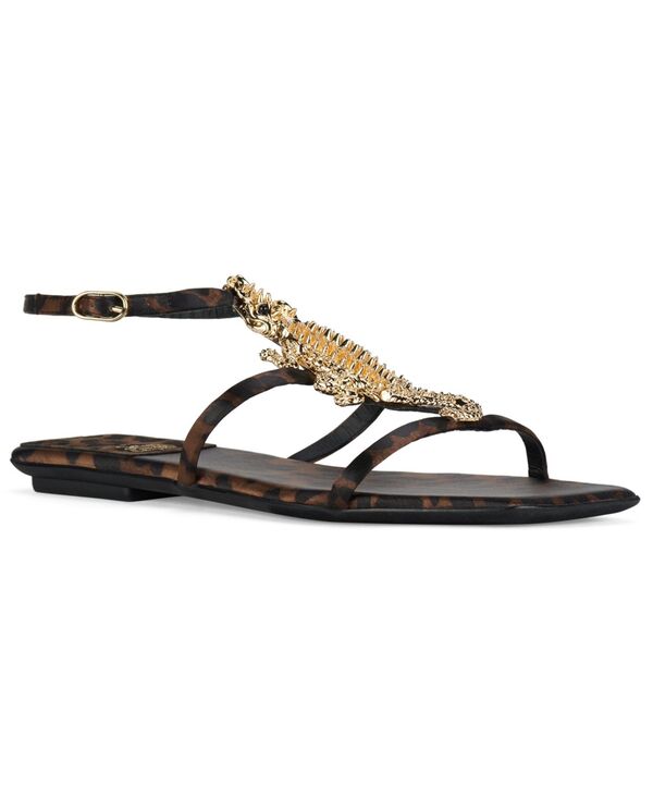 ジェフリー キャンベル レディース シューズ サンダル Jeffrey Campbell Women's Reptilian T-Strap Flat Sandals Tan Cheetah Satin Gold Metallic タン｜ReVida 店
