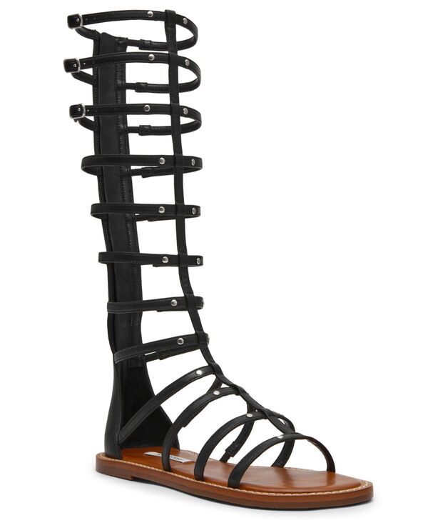 スティーブ マデン レディース シューズ サンダル Steve Madden Women's Gladius Knee-High Strappy Round Toe Gladiator Sandals Black ブラック｜ReVida 店 16,265円