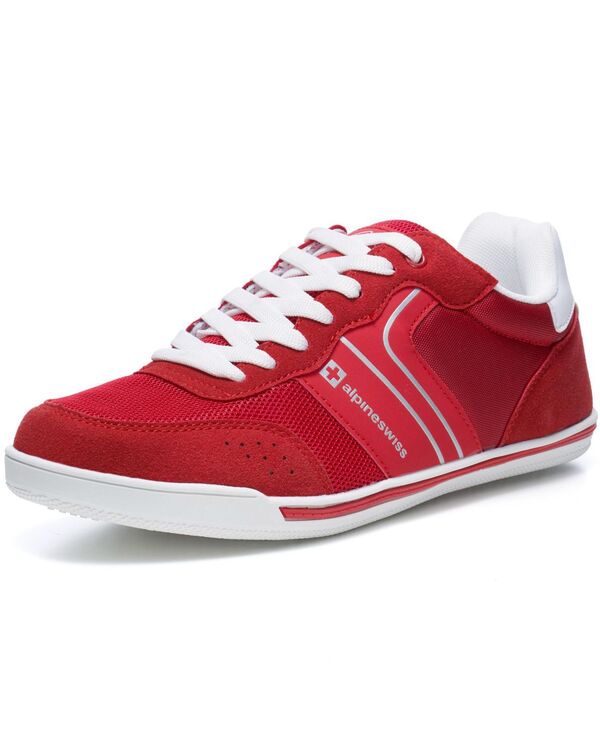 アルパインスイス メンズ シューズ スニーカー スエード レース Alpine Swiss Men's Liam Fashion Sneakersuede Trim Low Top Lace Up Tennishoes Red レッド|ReVida 店