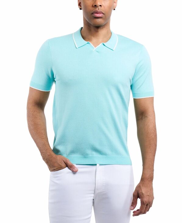 エックスレイ メンズ アウター ニット・セーター ポロシャツ XRAY Men's Johnny Collar Sweater Polo Aqua アクア｜ReVida 店