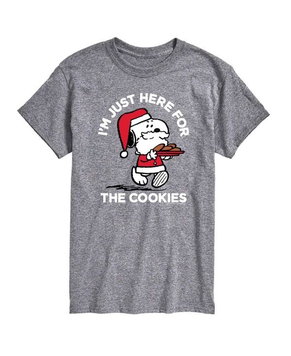 エアウェーブス メンズ トップス Tシャツ 半袖 グラフィック AIRWAVES Men's Peanutsanta Snoopy I'M Just Here for the Cookies Graphic Short-Sleeve T-Shirt Athletic heather ヘザー｜ReVida 店