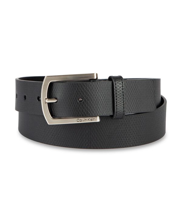 カルバンクライン メンズ アクセサリー ベルト レザー Calvin Klein Men's Embossed Leather Dress Belt Black ブラック|ReVida 店