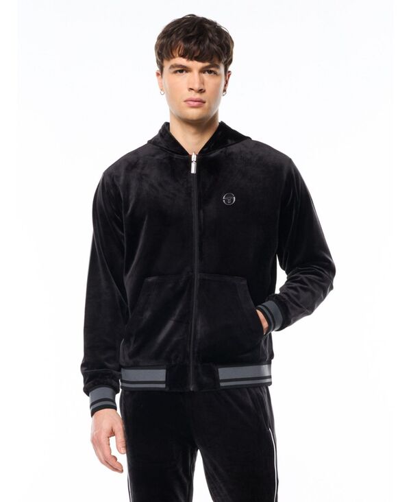 セルジオタッキーニ メンズ アウター ジャケット・ブルゾン Sergio Tacchini Men's Viaggioa Reversible Velour Track Jacket Black beauty ブラック｜ReVida 店