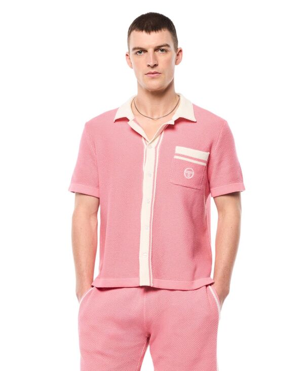 セルジオタッキーニ メンズ トップス シャツ Sergio Tacchini Men's Fratelli Crochet Cabana Geranium pink ピンク｜ReVida 店