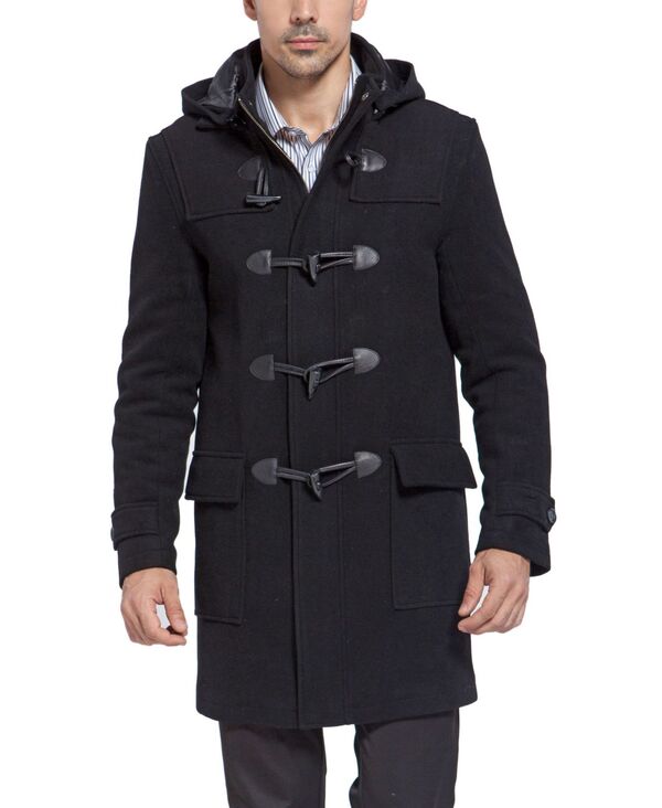 ビージーエスディー メンズ アウター コート ウール BGSD Men Benjamin Wool Blend Classic Duffle Coat Black ブラック｜ReVida 店