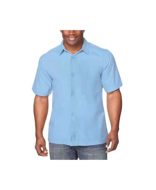 キングサイズ メンズ トップス シャツ オックスフォード トール 半袖 KingSize Big & Tall Short-Sleeve Wrinkle-Freeveryday Oxford Sky blue ブルー|ReVida 店