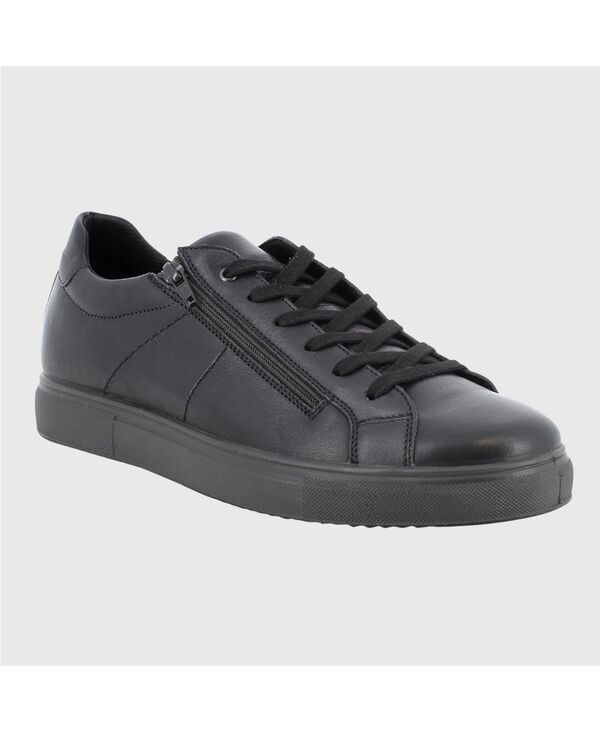 アルパインスイス メンズ シューズ スニーカー レザー Alpine Swiss Men's Dante Made in Italy Low-Top Leather Sneaker Black ブラック｜ReVida 店