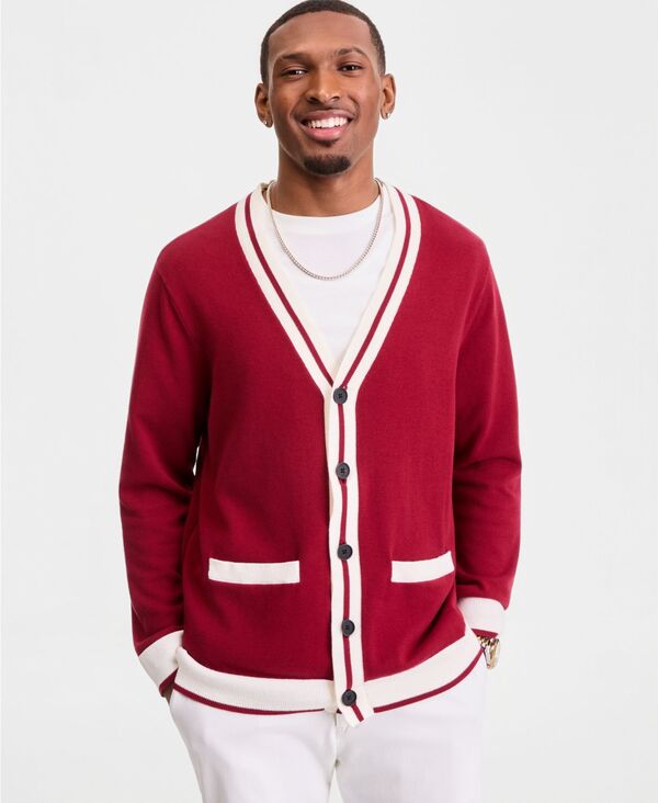 クラブルーム メンズ アウター ニット・セーター カーディガン Club Roomen's Cardigan Sweater Bright Rhubarb｜ReVida 店