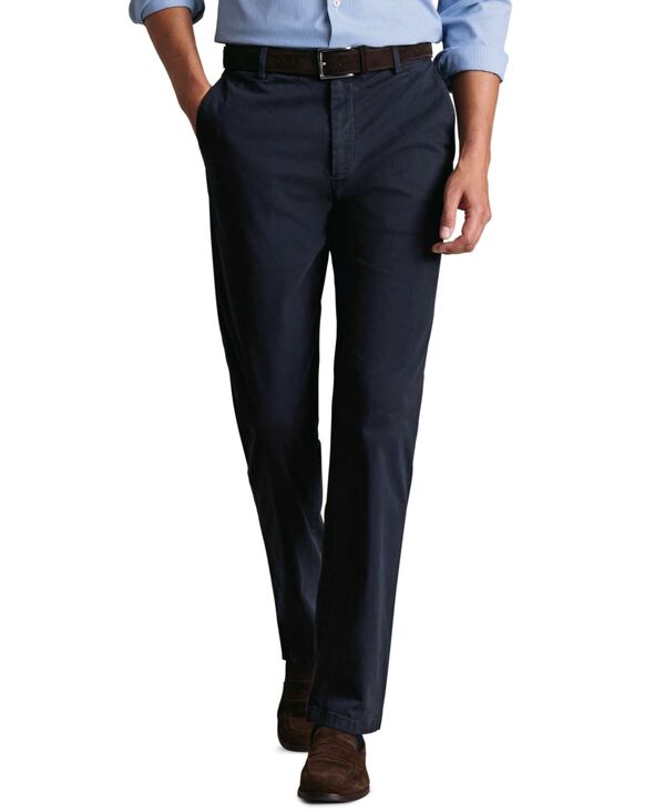 チャールズティリット メンズ ボトムス カジュアルパンツ Charles Tyrwhitt Men's Tan Slim-Fit Washed Chino Pants Navy ネイビー｜ReVida 店