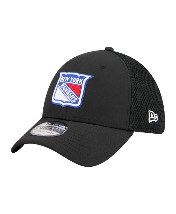 ニューエラ メンズ アクセサリー 帽子 ロゴ New Era Men's Black New York Rangers Logo 39THIRTY Flex Hat Black ブラック｜ReVida 店