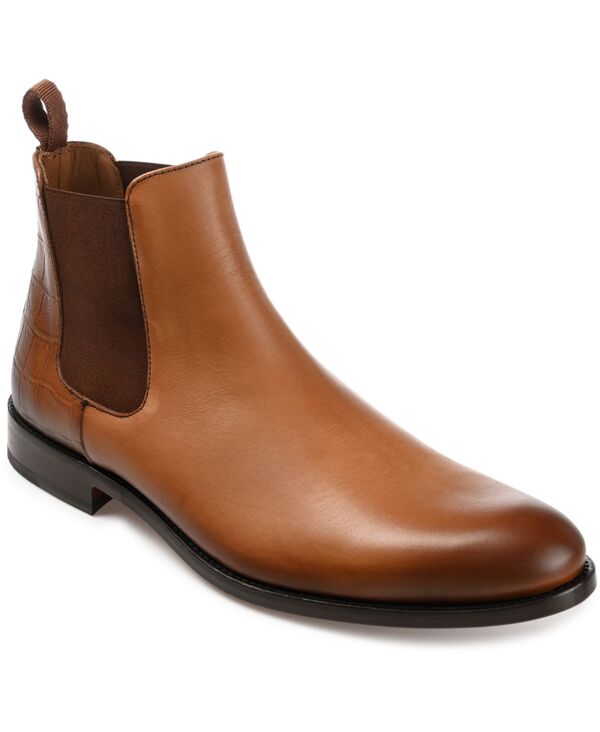 タフト メンズ シューズ ブーツ・レインブーツ チェルシーブーツ チェルシー レザー Taft Men's Hiro Leather and Embossed Croc Detailing Chelsea Boots Honey｜ReVida 店