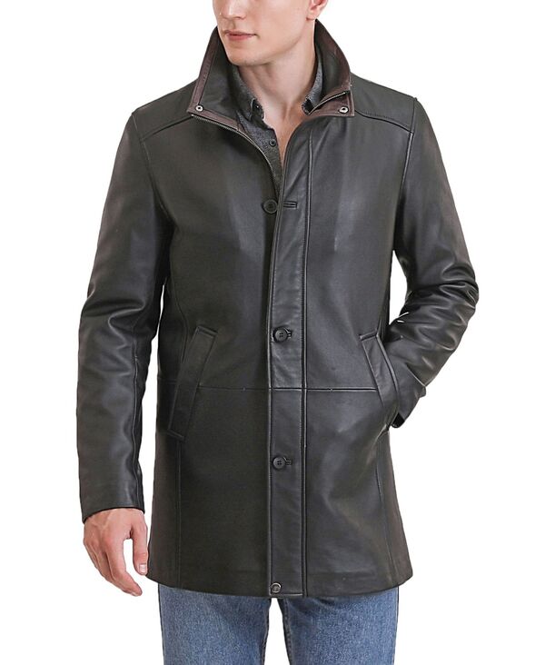 ビージーエスディー メンズ アウター コート レザー BGSD Men Byron Leather Car Coat Black ブラック｜ReVida 店