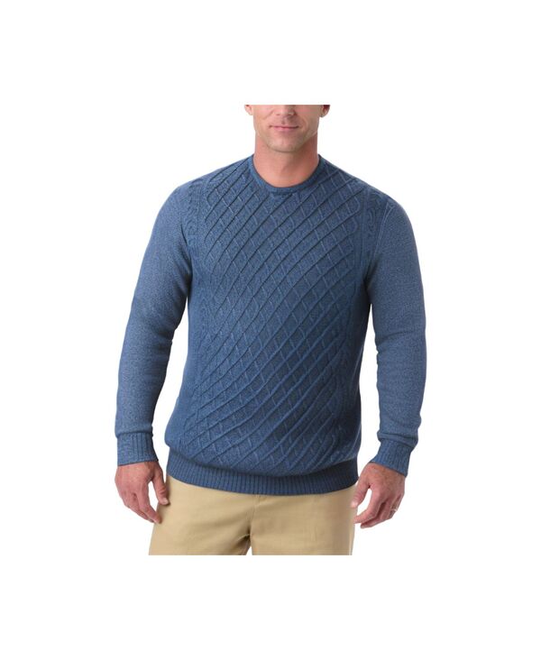 キングサイズ メンズ アウター ニット・セーター クルーネック トール KingSize Big & Tall Soft Cable Knit Crewneck Sweater Indigo marl マール｜ReVida 店