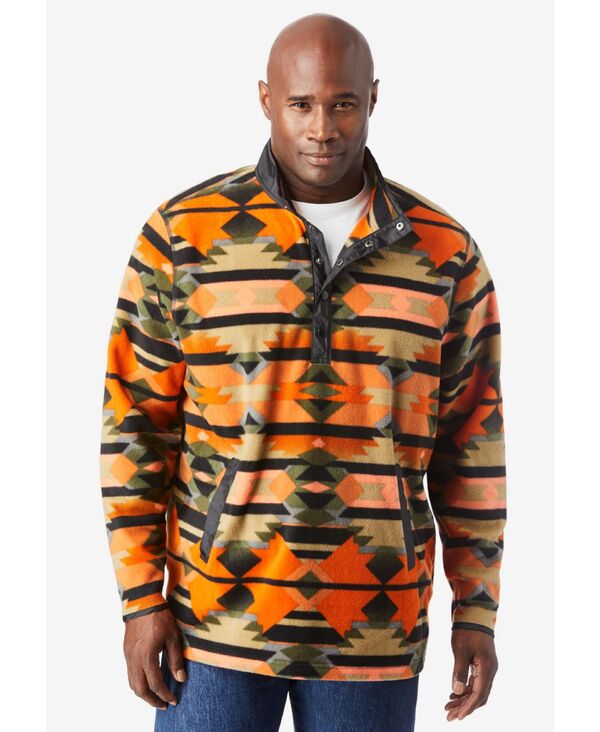 キングサイズ メンズ アウター ニット・セーター トール フリース KingSize Big & Tall Explorer Fleece Pullover Olive aztec オリーブ｜ReVida 店 22,110円