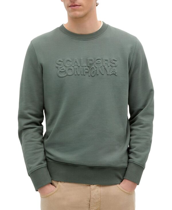 スカルパーズ メンズ アウター ニット・セーター Scalpers Men's Company Embossweater Green グリーン｜ReVida 店
