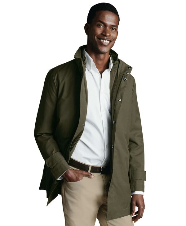 チャールズティリット メンズ アウター コート ジレ Charles Tyrwhitt Men's 3 in 1 Rain Mac With Detachable Gilet Coat Olive Green グリーン｜ReVida 店