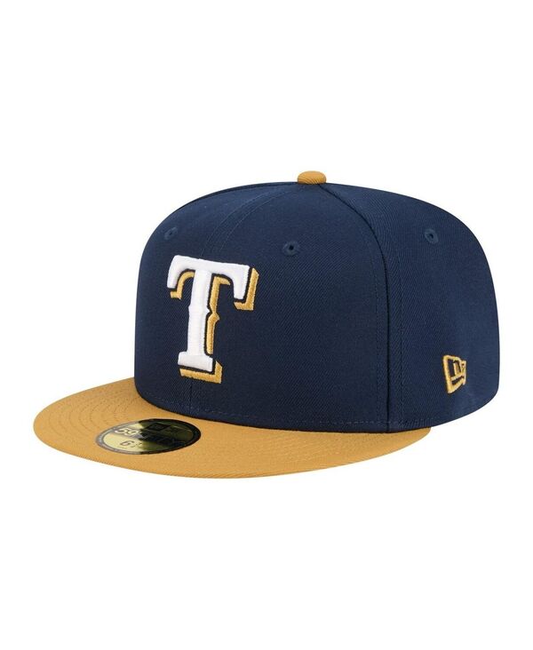 ニュー内鰓 メンズ 添え物 鳥打ち帽 New Era Men\u0027s Navy/Khaki Texas Rangers Two-Tone Color Pack 59FIFTY Fitted Hat Navy Khaki 米国海軍