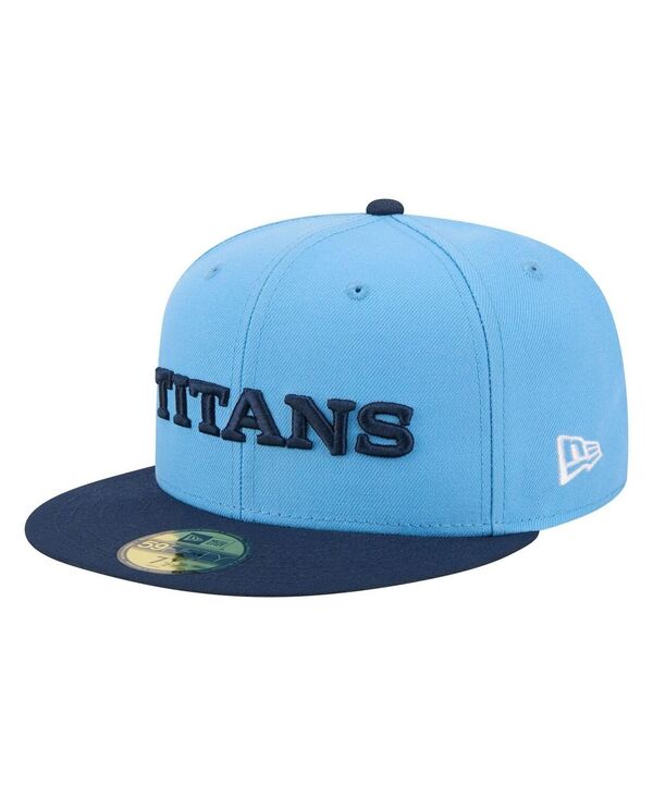 ニューエラ メンズ アクセサリー 帽子 New Era Men's Light Blue/Navy Tennessee Titans Wordmark 59FIFTY Fitted Hat Light Blue Navy ネイビー|ReVida 店