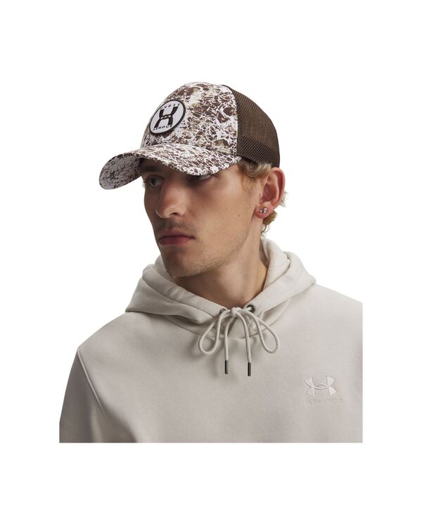 アンダーアーマー メンズ アクセサリー 帽子 Under Armour Men's Blitzing Trucker Hat Gridiron Brown / White ホワイト｜ReVida 店