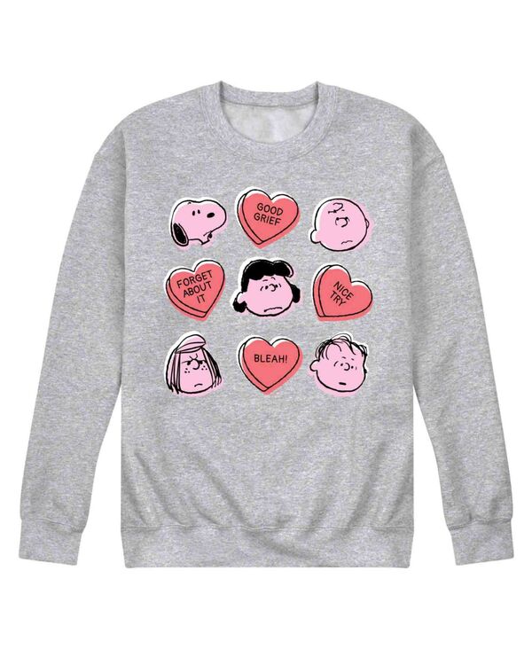 エアウェーブス メンズ トップス Tシャツ フリース AIRWAVES Men\'s Peanuts Candy Hearts Long Sleeve Fleece T-Shirt Gray グレー｜ReVida 店