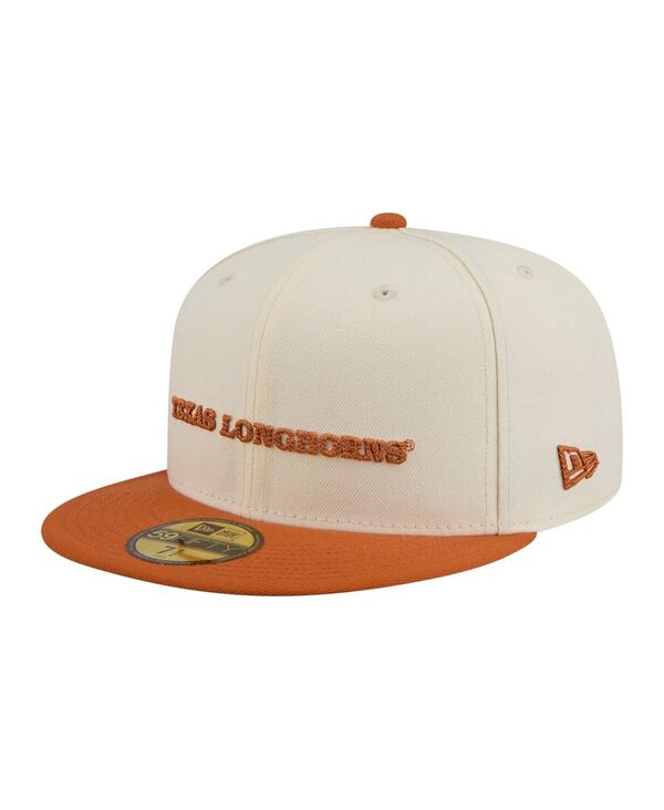 ニューエラ メンズ アクセサリー 帽子 New Era Men's Cream/Texas Orange Texas Longhorns Two-Tone Script 59FIFTY Fitted Hat Cream Burnt Orange クリーム|ReVida 店