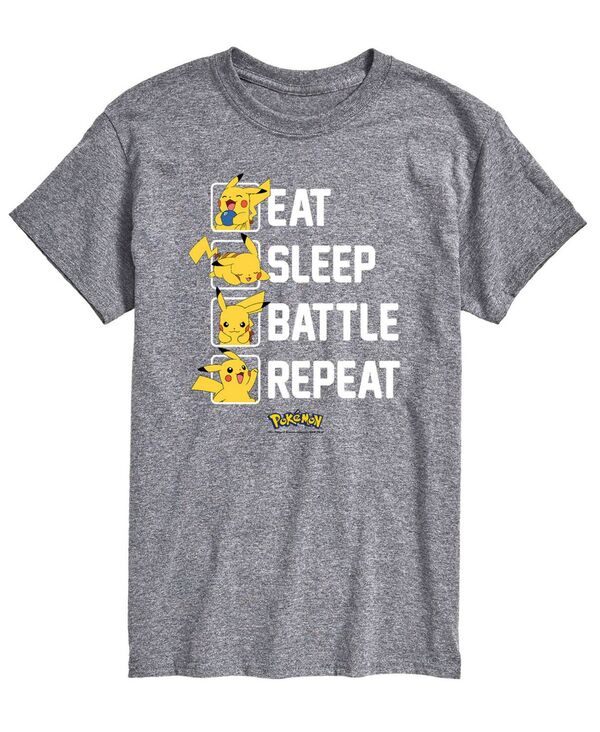エアウェーブス メンズ トップス Tシャツ グラフィック AIRWAVES Men's Pokemon Eat Sleep Battle Graphic T-shirt Gray グレー｜ReVida 店