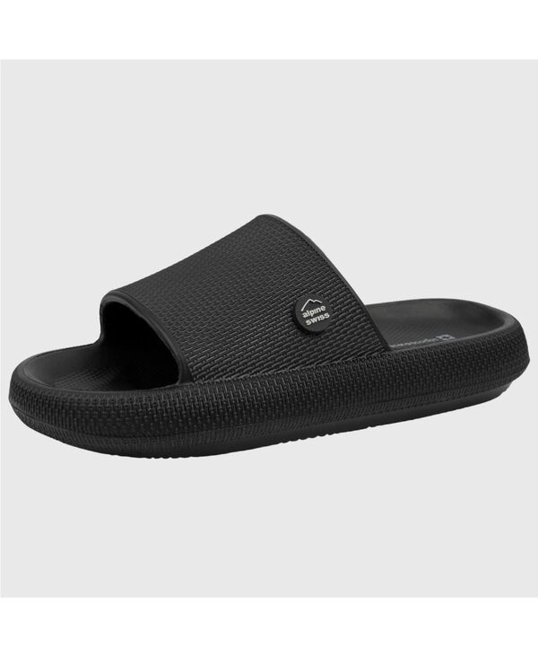 アルパインスイス メンズ シューズ サンダル Alpine Swiss Men's Omar Slides Pillow Slippers Ultra Cushioned Cloud Slide Sandal Black ブラック｜ReVida 店 12,464円