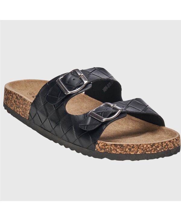 アルパインスイス メンズ シューズ サンダル レザー フェイクレザー Alpine Swiss Men's Double Strap Contour Sandalslip on Buckle Slides Faux Leather Footbed Sandal Ergonomicork-Inspi red Sole Summer Footwear Woven black ブラック|ReVida 店