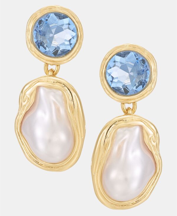 アイ.エヌ.シー インターナショナル コンセプト レディース アクセサリー ピアス・イヤリング I.N.C. International Conceptstone & Imitation Pearl Drop Earrings Blue/turquoise ブルー｜ReVida 店