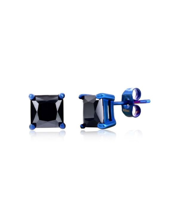 メタロ レディース アクセサリー ピアス・イヤリング Tシャツ Metallo Stainlessteel Square CZ Studs Blue ブルー|ReVida 店
