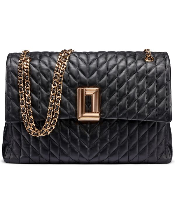カール ラガーフェルド レディース バッグ レザー KARLAGERFELD PARIS Lafayette Large Leather Shoulder Bag Black ブラック|ReVida 店