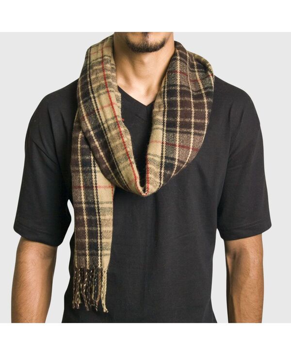 アルパインスイス メンズ アクセサリー マフラー・ストール・スカーフ ニット Alpine Swiss Men'scarf Soft Knit Winter Scarves Plaid Striped or Solid Neck Covering Long Warm Stylish Brown plaid ブラウン|ReVida 店