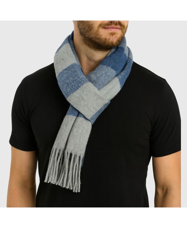 アルパインスイス メンズ アクセサリー マフラー・ストール・スカーフ ニット Alpine Swiss Men'scarf Soft Knit Winter Scarves Plaid Striped or Solid Neck Covering Long Warm Stylish Navy gray stripe グレー|ReVida 店