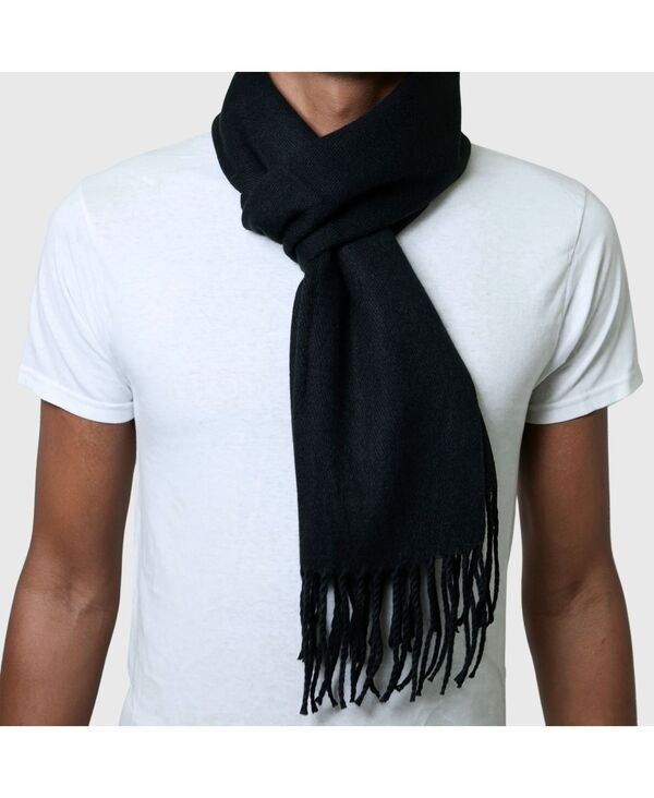 アルパインスイス メンズ アクセサリー マフラー・ストール・スカーフ ニット Alpine Swiss Men'scarf Soft Knit Winter Scarves Plaid Striped or Solid Neck Covering Long Warm Stylish Solid black ブラック｜ReVida 店 7,860円