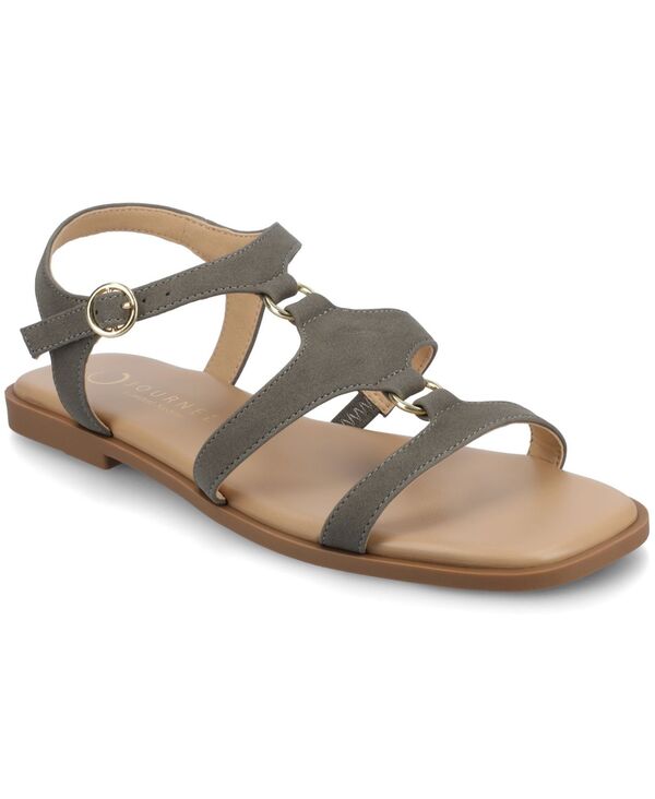 ジュルネ コレクション レディース シューズ サンダル Journee Collection Women's Briley Strappy Flat Sandals Greige｜ReVida 店