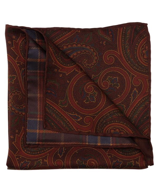 エリザベッタ メンズ アクセサリー ネクタイ シルク Elizabetta Men's Positano - Double Sided Silk Pocket Square for Men Burgundy バーガンディ|ReVida 店
