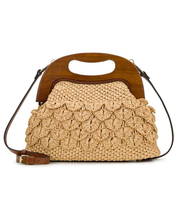 パトリシアナシュ レディース バッグ Patricia Nash Sandrine Medium Scalloped Raffia Wooden Frame Crossbody Bag Natural｜ReVida 店