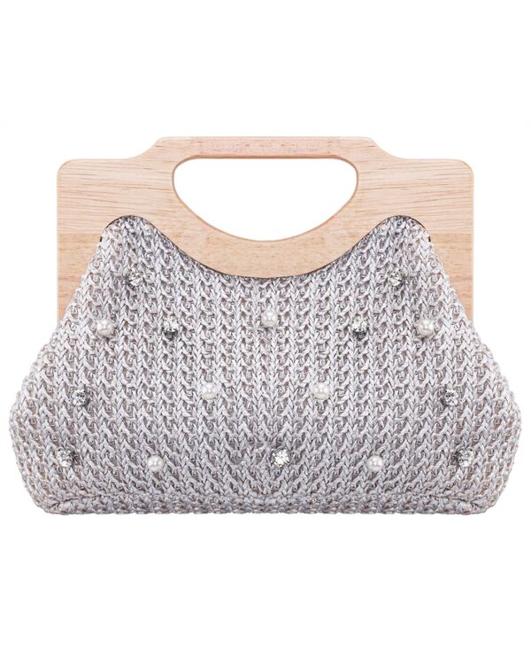 ニナ レディース バッグ Nina Solei Straw Small Clutchandbag Silver シルバー｜ReVida 店