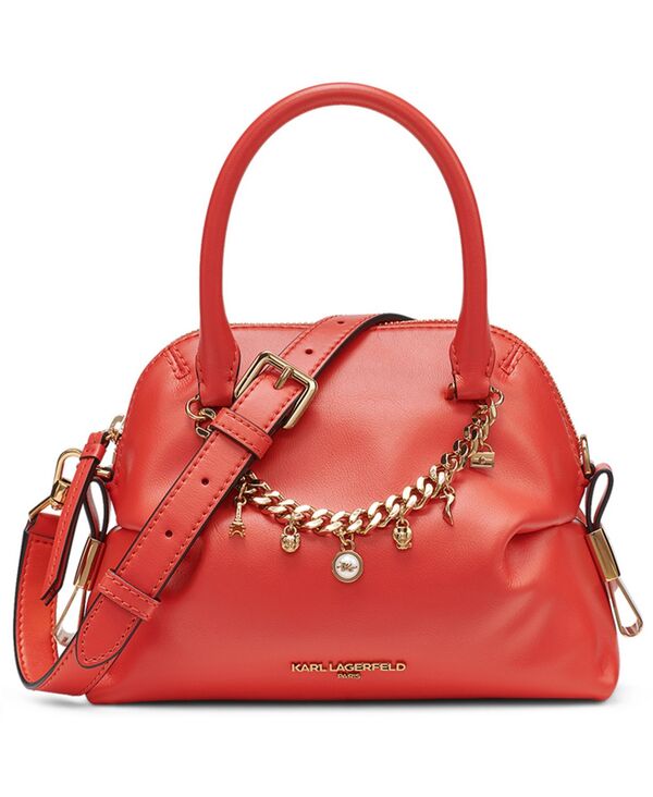 カール ラガーフェルド レディース バッグ レザー KARLAGERFELD PARIS Charlaine Leather Small Crossbody Handbag Vermillion｜ReVida 店