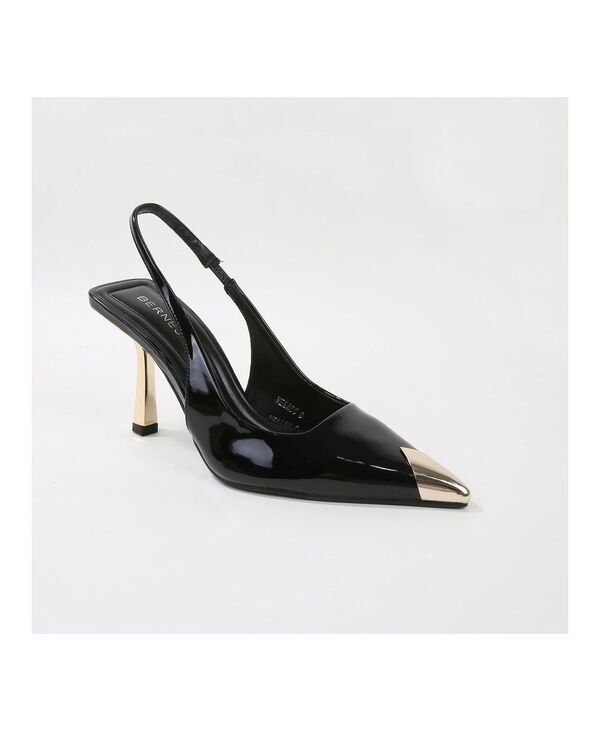 バーネス レディース シューズ パンプス トール キャップ BERNESS Vega Metallicap-Toe Slingback Black ブラック｜ReVida 店 14,045円
