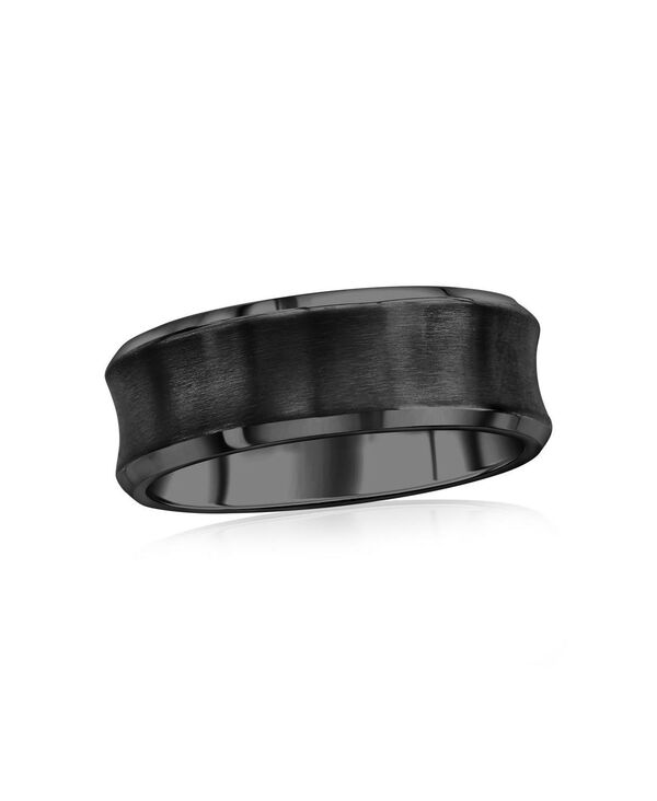 メタロ レディース アクセサリー リング Tシャツ Metallo Stainlessteel Brushed & Polished Curved Ring - Plated Black ブラック｜ReVida 店