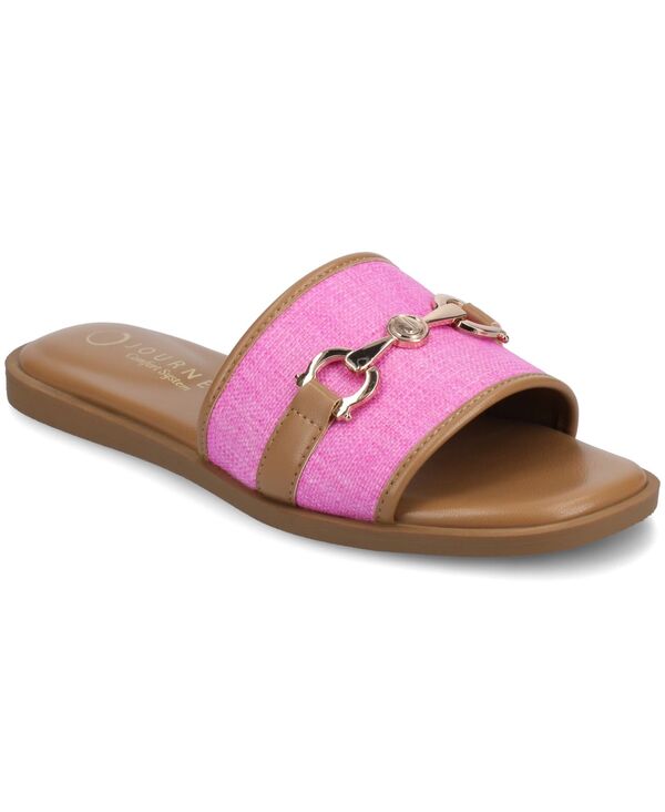 ジュルネ コレクション レディース シューズ サンダル Journee Collection Women's Priya Single Band Slide Flat Sandals Hot Pink ピンク|ReVida 店