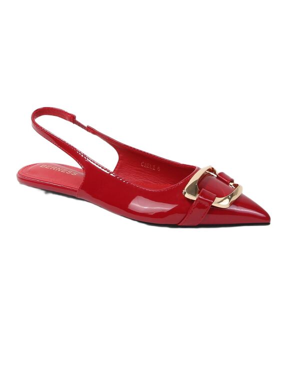 バーネス レディース シューズ パンプス BERNESS Women's Caeli Slingback Flats with Gold Tone Buckle Red レッド｜ReVida 店