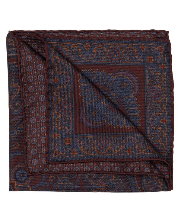 エリザベッタ メンズ アクセサリー ネクタイ シルク Elizabetta Men's Lario - Double Sided Silk Pocket Square for Men Burgundy & navy ネイビー｜ReVida 店