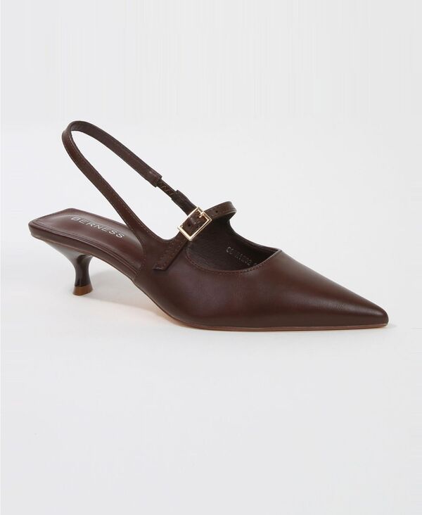 バーネス レディース シューズ パンプス ヒール BERNESS Women's Corrie Kitten Heel MJ Slingbacks Brown ブラウン｜ReVida 店