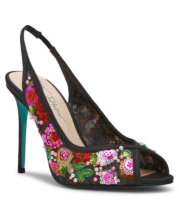 ベッツィジョンソン レディース シューズ サンダル Betsey Johnson Women's Gerri Slingback Evening Sandals Black Floral ブラック|ReVida 店