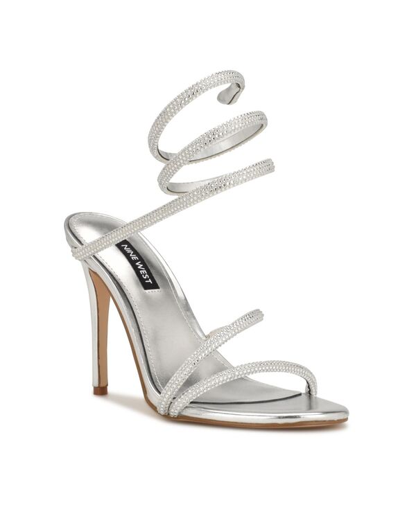 ナインウェスト レディース シューズ サンダル アンクル Nine West Women's Maskil Ankle Wrap Stiletto Dressandalsilverhinestone シルバー|ReVida 店