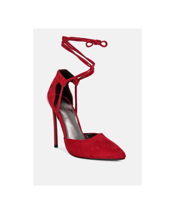 ラグアンドコー レディース シューズ サンダル レース Rag & Co RULE-BREAKER Womens Lace Up Stiletto Sandals Red レッド｜ReVida 店