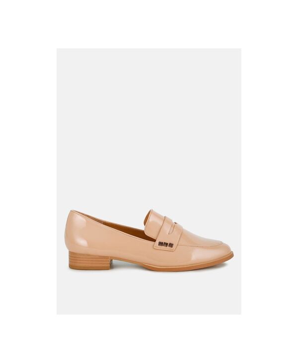 ラグアンドコー レディース シューズ パンプス レザー ローファー Rag & Co Rag and Co Womens Winged Patent Pleather Penny Loafers Light beige ベージュ|ReVida 店