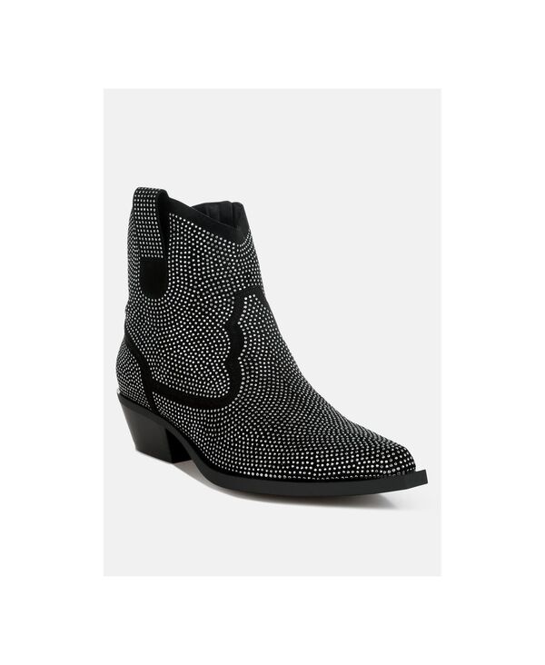 ラグアンドコー レディース シューズ ブーツ・レインブーツ Rag & Co Rag and CO Womens Costello Rhinestones Embellished Cowboy Boots Black ブラック|ReVida 店